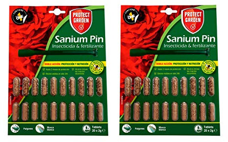 PROTECT HOME Pack de 2 Prontect Home-Sanium Pin insecticida sistémico con Fertilizante y micronutrientes, Tratamiento Combinado, 20 Pastillas, Verde (11092)
