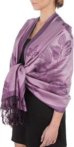 Sakkas Leichter zweifarbiger Rose Floderal Design Pashmina Schal/Stola (in 12 Farben)