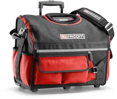 FACOM PROBAG Werkzeug-Trolley (kompakte Werkzeugtasche mit leichtgängigen Rollen, 33 Liter, mit Teleskopgriff, viele Taschen, aus widerstandsfähigem 1200 Denier, wasserfester Kunststoffboden) BS.R20PB