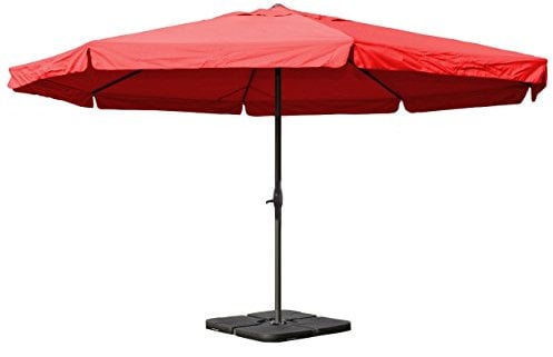 Sonnenschirm Meran Pro, Gastronomie Marktschirm mit Volant Ø 5m Polyester/Alu 28kg mit Ständer - bordeaux