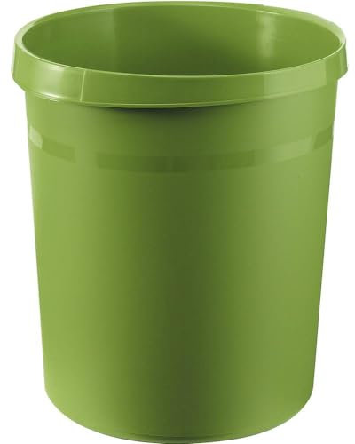 HAN Papierkorb GRIP, 18 Liter, mit 2 Griffmulden, extra stabil, rund, grün, 5 Stück