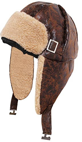 I LOVE FANCY DRESS Fliegerhut für Erwachsene, Braun, 1940er Jahre, 1 Stück, Pilotenmütze im 2. Weltkrieg, Used-Look, Kostümzubehör (Erwachsenengröße)
