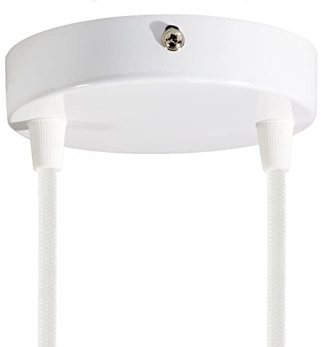 creative cables - Kit Rosace métallique cylindrique à Deux Trous - Conique, Blanc Brillant