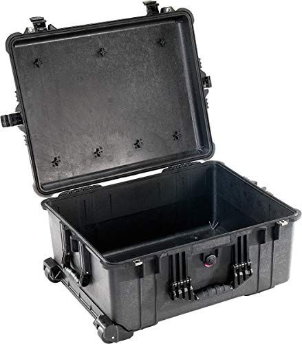 PELI 1610 Waterproof Transport Container for Fragile Equipment, IP67 Watertight and Dustproof, 119L Capacity, Made in Germany, No Foam, Black
