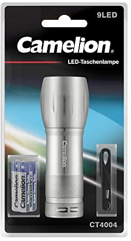 Camelion linterna CT4004 con 9 LED, aluminio, incluye 3 pilas AAA R03 302 00011
