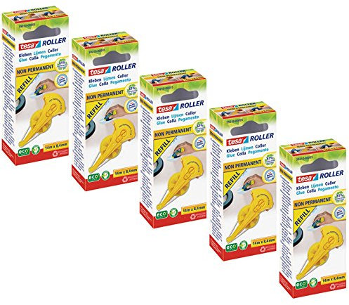 tesa 5 x Kleberoller Nachfüllkassette 14m x 8.4mm ablösbar