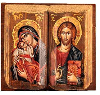 IconsGr Wandbild Ikone von Jesus Christus und Maria, griechisch, christlich, orthodox, Wandmontage für Wohnzimmer