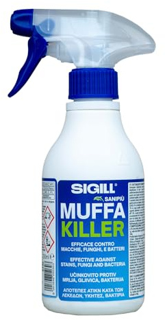 Sigill - Muffa Killer, Flacone Spray da 250 ml con Spruzzatore, Presidio Medico Chirurgico, Rimuove Muffa, Funghi e Alghe, Per Muri, Giunti, Balconi e Ambienti Umidi Interni ed Esterni
