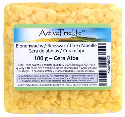 ActiveTimeLife® Bienenwachs Pastillen Bio gelb | Premium | 100 g ideal für Kosmetik Kerzen Cremes Salben Seifen Wachstücher - Nachfüllpack