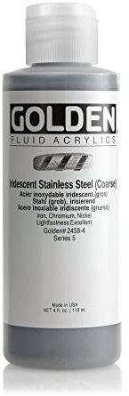 Or 0002458-4 4 oz - 118ml - Peintures acryliques Fluid Iridescent peinture Bouteille de couleur - Acier inoxydable - Grossier