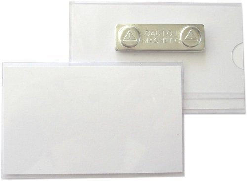 50 Stück Namensschilder, Ausweishüllen aus Hart-PVC mit Magnet 75x40 mm