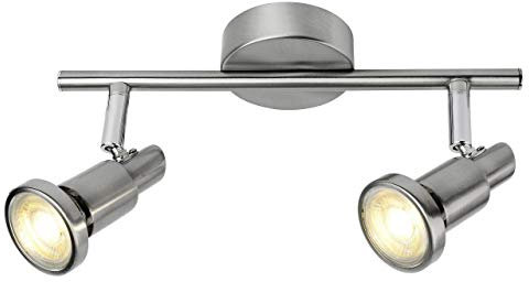 BRILLIANT Lampe Ryan LED Spotrohr 2flg eisen/chrom | 2x LED-PAR51, GU10, 5W LED-Reflektorlampen inklusive, (380lm, 3000K) | Köpfe schwenkbar