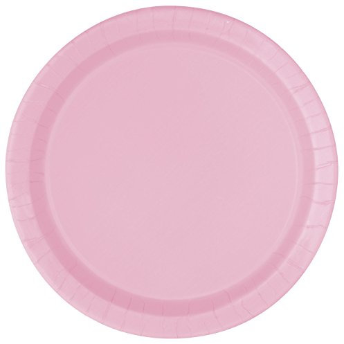 Unique Party - Platos de Papel - 21.9 cm - Rosa Claro - Paquete de 16 (30879)