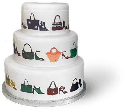 Edible Decor Sheet Shoes & Bags Girls Border Ribbon for larger cake - Perfect for Decorating Your Cakes- Easy to Use