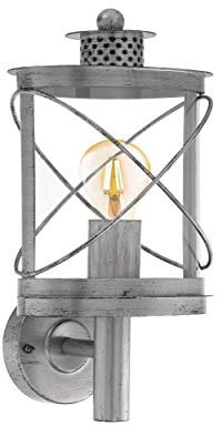 EGLO Außen-Wandlampe Hilburn 1, 1 flammige Außenleuchte, Wandleuchte aus verzinktem Stahl und Kunststoff, Farbe: Silber-antik, Fassung: E27, IP44