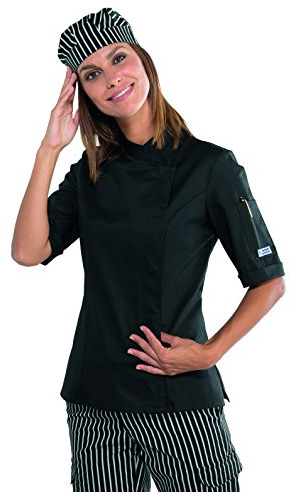 Robinson Damenkochjacke SNAP Kurzarm schwarz