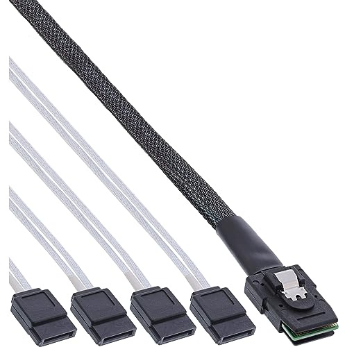 InLine 27610C SAS Anschlusskabel, Mini SAS SFF8087 an 4x SATA, Crossover, OCF, 0,5m