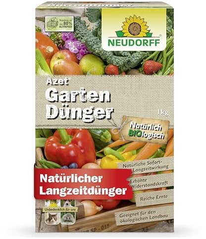 Neudorff Azet GartenDünger – Bio Gartendünger fördert die Blühkraft und reiche Ernte aller Gartenpflanzen mit natürlicher Sofort- & Langzeitwirkung, 1 kg