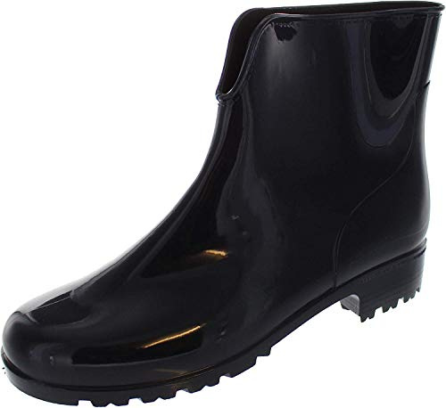 StormWells Ladies Ankle Short Navy Wellington Boots - Navy Blue PVC, Ladies UK 5 / EU 38