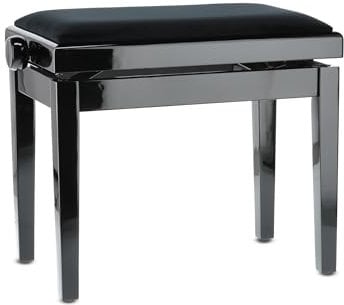 Gewa 130010 Deluxe Klavierbank mit Bezug, Hochglanz-Schwarz