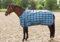 Amesbichler Reitsport Harry`s Horse Horten 200 Outdoordecke Pferdedecke Regendecke hellblau/kariert Stalldecke
