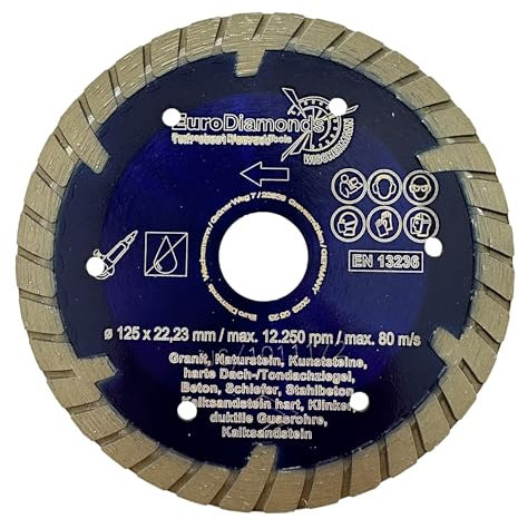 EDW Diamant-Trennscheibe Granit Turbo 125 mm Bohrung 22,23 Segmenthöhe 8 mm Naturstein Beton