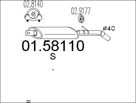 MTS 01.58110 Mittelschalldämpfer Kompatibel mit FIAT PUNTO 188
