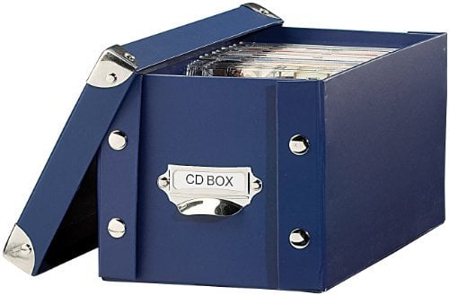 PEARL Archivbox: CD-Archiv-Box für 24 Standard- oder 48 Slim-CD-Hüllen, blau (Aufbewahrungsbox, DVD Aufbewahrungsbox, Archivierung)
