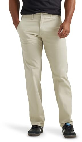 Lee Men's Extreme Motion Flat Front Regular Straight Pant Stone 40W x 29L