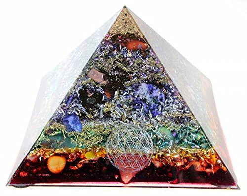 Orpanit® Orgonit 7 Chakren Cheops „Regenbogen“ Pyramide XXL 5G I 100% echter Orgonit I Schutz gegen EM, 5G, Haarp, Funkstrahlung I echte Orgonenergie für mehr Harmonie I Gesundheit