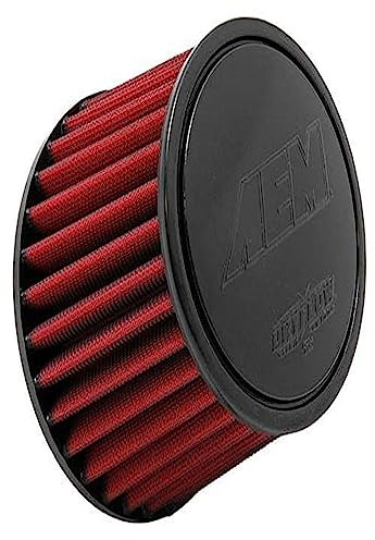 AEM 21-204DK Universal DryFlow Clamp-On Air Filter: Round Tapered; 3.5 in (89 mm) Flange ID; 5.25 in (133 mm) Height; 6 in (152 mm) Base; 5.125 in (130 mm) Top