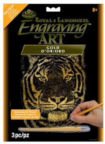 Royal & Langnickel GOLF23 - Engraving Art/Kratzbilder, DIN A4, Bengalischer Tiger, gold