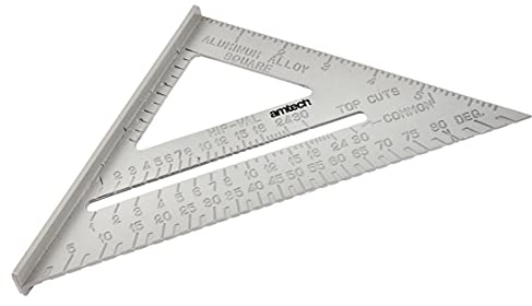 Amtech - Aluminium Roofers Square, Easy-read 0 180° angle scale with built-in rule, Marks rafters, hips and valleys, 150 mm / 6 in
