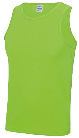 Just Cool Mens Sports Gym Plain Tank / Vest Top (M) (Electric Green)