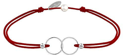 LES POULETTES BIJOUX - Bracelet Lien Argent 925 Anneaux Toi et Moi - Classics - Rouge
