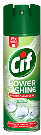 Cif Power & Shine Citrus Soap Scum & Daily Dirt Removal Mousse Bathroom Cleaner for Cleaning Plastic, Enamel, and Chrome Surfaces 500 ml