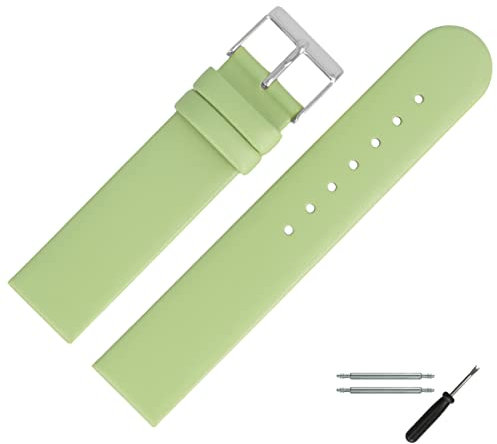 MARBURGER Uhrenarmband 14mm Leder Gruen Silber - Montage Set 7611462000120