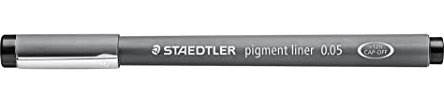 STAEDTLER schwarzer pigment liner, Linienbreite 0,05 mm, dokumentenechte Pigmenttinte, lange Metallspitze, lange Lebensdauer, 10 Fineliner im Kartonetui, 308 005-9