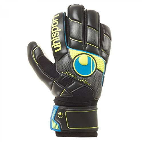 uhlsport Erwachsene Torwarthandschuhe Pro Comfort Textile, Schwarz/Cyan/Fluo Gelb, 10.5
