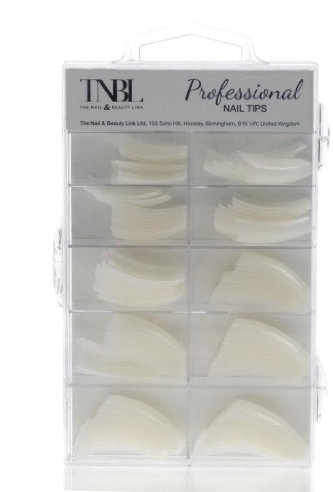 TNBL Professional Nail Tips Box of 100 for Acrylic Nail Extensions Sizes Various Sizes (NATURAL)