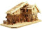 ÖLBAUM-Krippe KA70na-MF-ALP-T2L XXL Holz - Weihnachtskrippe mit großer Bodenplatte, mit Holz-Brunnen MIT HOLZDACH + Premium-DEKOSET Alpenland, Massivholz Natur gebrannt - mit 12 x