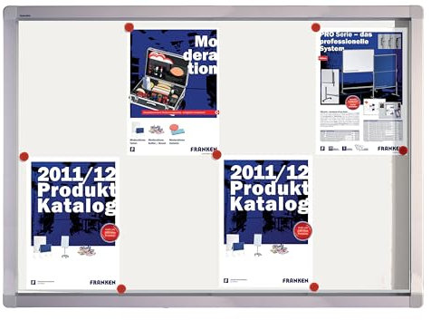 FRANKEN Schaukasten ECO für den Außenbereich, Klapptür, 8x A4, 98 x 70,4 x 4,5 cm, weiß, magnetisch, mit Aluminiumrahmen zur Wandmontage, SK8SE