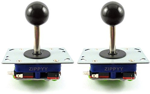 2 x Zippyy Ball Top Long Shaft Arcade Joysticks, 2/4/8 Way (Black)