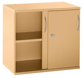 kaiserkraft | Lena - Schiebetürenschrank | 1 Fachboden | 2 Ordnerhöhen | 2 Schiebetüren | HxBxT 722 x 800 x 442 mm | Buche-Dekor