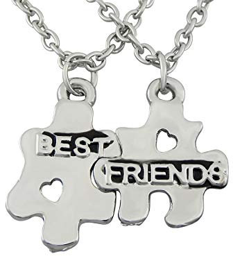 Hanessa girls’ jewellery - friendship necklace set of 2 chains with jigsaw puzzle pendants; a great gift for a friend, girlfriend, wife