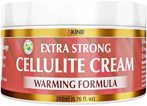 5Kind Extra Stark Anti-Cellulite Creme 200 ml – Natürliche wärmende Formel gegen Cellulite – Straffende Creme gegen Orangenhaut, effektive Cellulite-Behandlung - Beste hautstraffende Creme