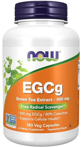 NOW Foods Supplements, EGCg Green Tea Extract ,Dietary,400 mg, Free Radical Scavenger*, 180 Veg Capsules