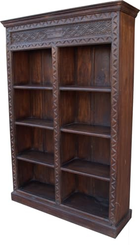 GURU SHOP Aufwendig Verziertes Bücherregal im Vintage Look - Modell 6, 182x123x38 cm