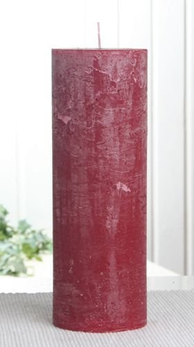 Rustik-Stumpenkerze, 20 x 7 cm Ø, rubinrot-Bordeaux