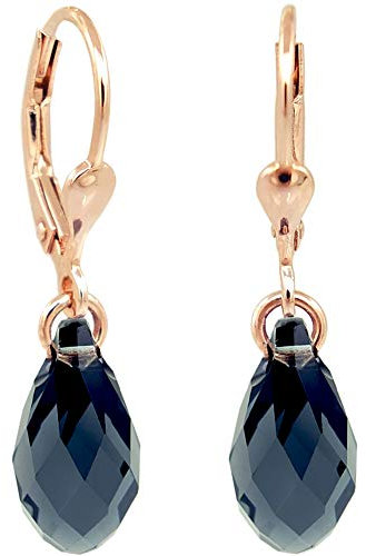 Ohrringe Rosegold Schwarz Tropfen Kristalle 925 Sterling Silber NOBEL SCHMUCK